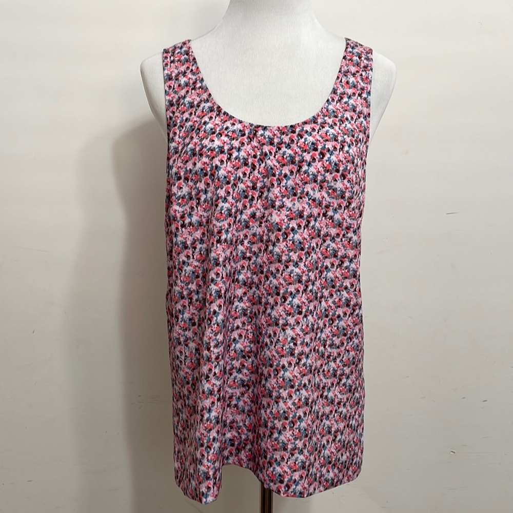 J. Crew Factory Pink Blue Gray Dot Print Tie Back Tank Top Size 6